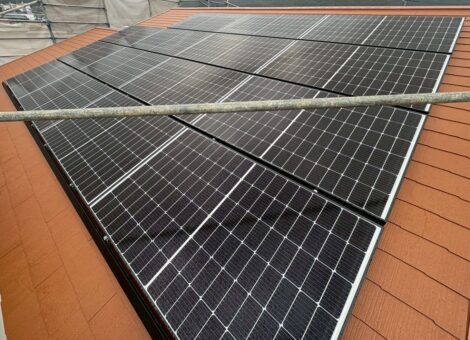 長崎県北松浦郡佐々町　K様邸【新築時】太陽光発電システム(長州産業：CS-340B81）設置工事　スレート屋根　スレートアンカー工法