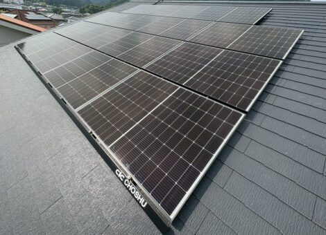 長崎県北松浦郡佐々町　T様邸【新築】太陽光発電システム(長州産業：CS-364B91）設置工事　スレート屋根　スレートアンカー工法